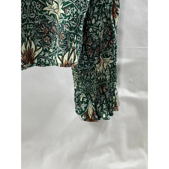 MORRIS & CO X H&M Women's Green Floral Crewneck Long Sleeve Top SZ 6 - Picture 8 of 11